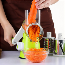 Load image into Gallery viewer, Manual Vegetable Cutter Round Mandoline Slicer Potato Carrot Grater Slicer With 3 Stainless Steel Chopper Blades Kitchen Gadgets