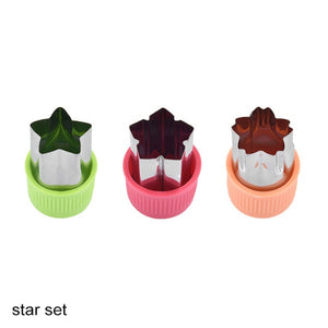 3Pcs Portable Star Heart Shape Stainless Steel Fruit Cutting Die Cook Tools Plastic Handle Vegetables Cutter Kitchen Gadgets