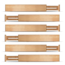 Load image into Gallery viewer, Adjustable Expandable Dividers Bamboo Drawer Divider Drawer Organizers Natural Bamboo Best for Kitchen, Dresser, Bedroom, Bathro
