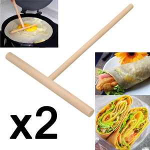 2 Pcs Crepe Maker Pancake Batter Wooden Spreader Stick Home Kitchen Tool DIY Restaurant Canteen Specially Supplies