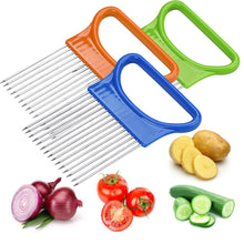 Load image into Gallery viewer, Kitchen  Cutting Tools Tomato Onion Vegetables Slicer Cutting Aid Holder Guide Slicing Cutter Safe Fork Gadgets Vegetables
