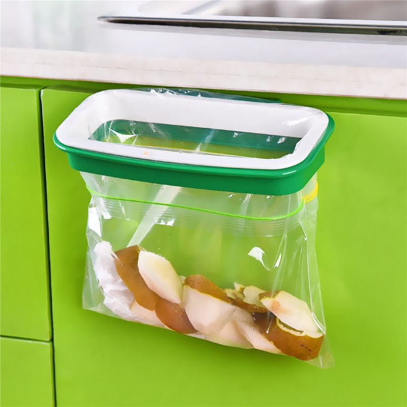 Hanging Kitchen Cupboard Door Back Style Stand Trash Garbage Bags Storage Rack Holder 21.5x12.2x3.3cm Kitchen Accessories