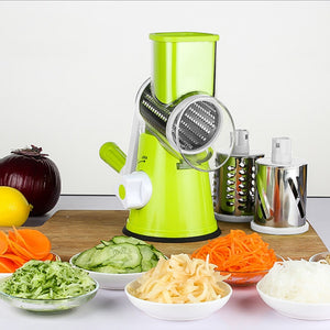 Manual Vegetable Cutter Round Mandoline Slicer Potato Carrot Grater Slicer With 3 Stainless Steel Chopper Blades Kitchen Gadgets