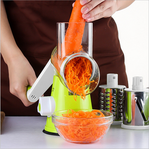 Manual Vegetable Cutter Round Mandoline Slicer Potato Carrot Grater Slicer With 3 Stainless Steel Chopper Blades Kitchen Gadgets