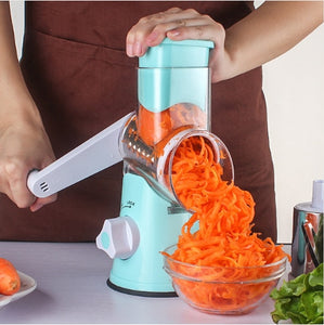 Manual Vegetable Cutter Round Mandoline Slicer Potato Carrot Grater Slicer With 3 Stainless Steel Chopper Blades Kitchen Gadgets